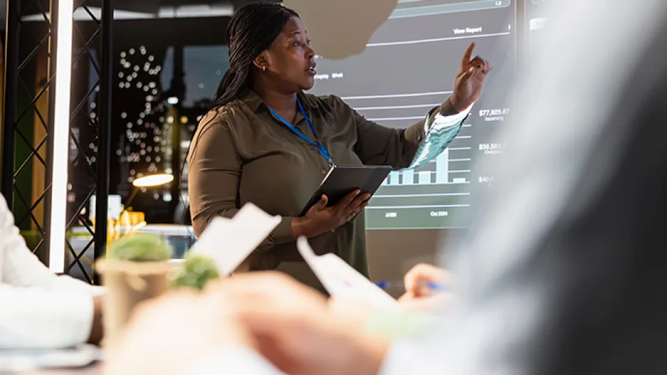 corporate person doing a presentation