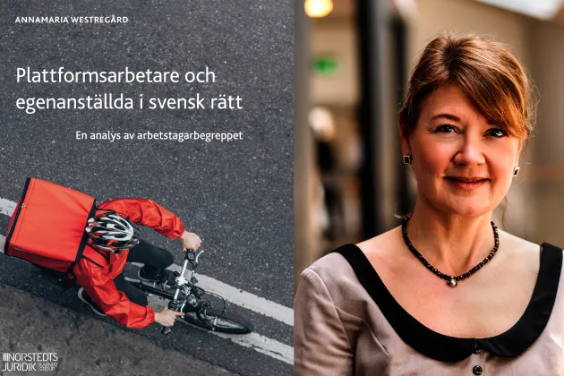 Annamaria Westregård och omslaget till hennes nya bok om plattformsarbete