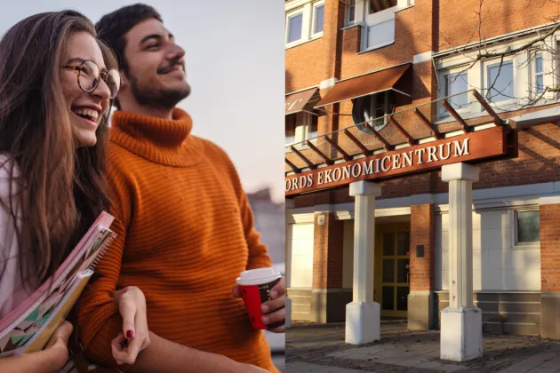 Foto som visar människor och en byggnad