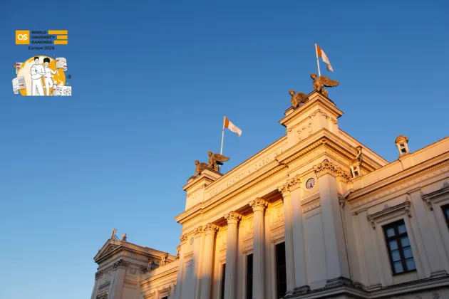 collage med logga och byggnad