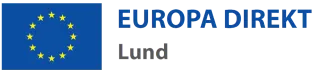 Europa direkts logotyp, med EU:s flagga. Grafisk design.
